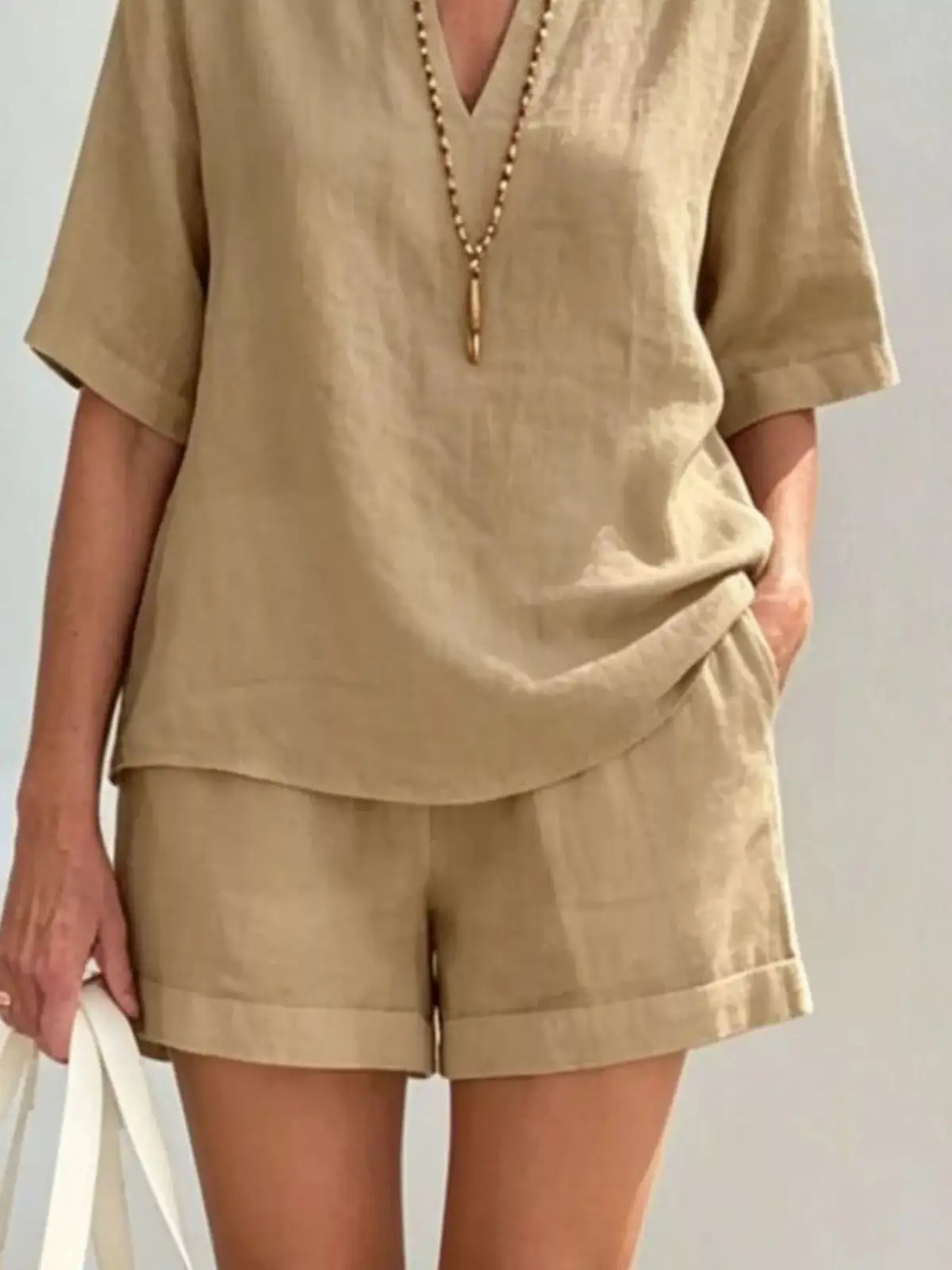 Tailored Refined Pocketed Top and Shorts Matching Set