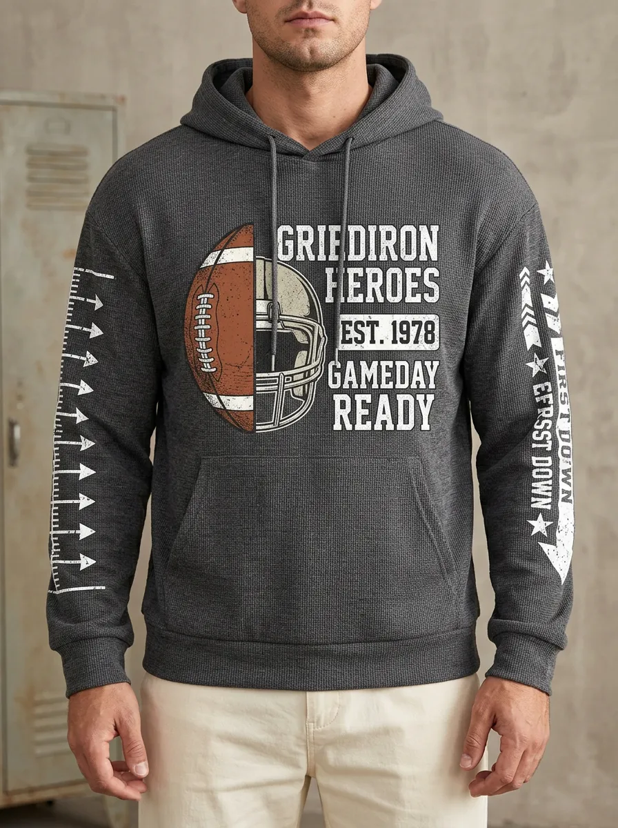 Men's Gridiron Heroes Football Helmet Printed Hoodie
