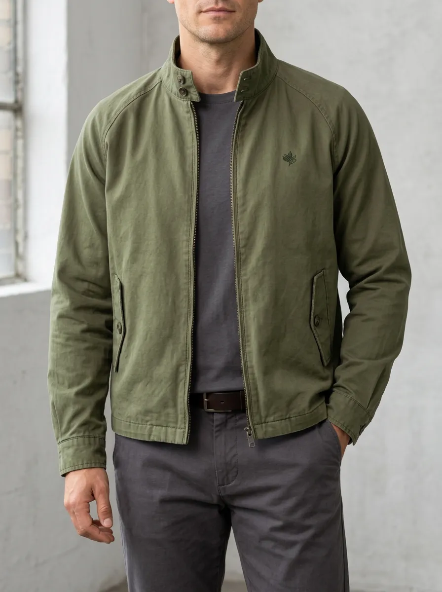 Multi Pocket Embroidered Zip Front Jacket