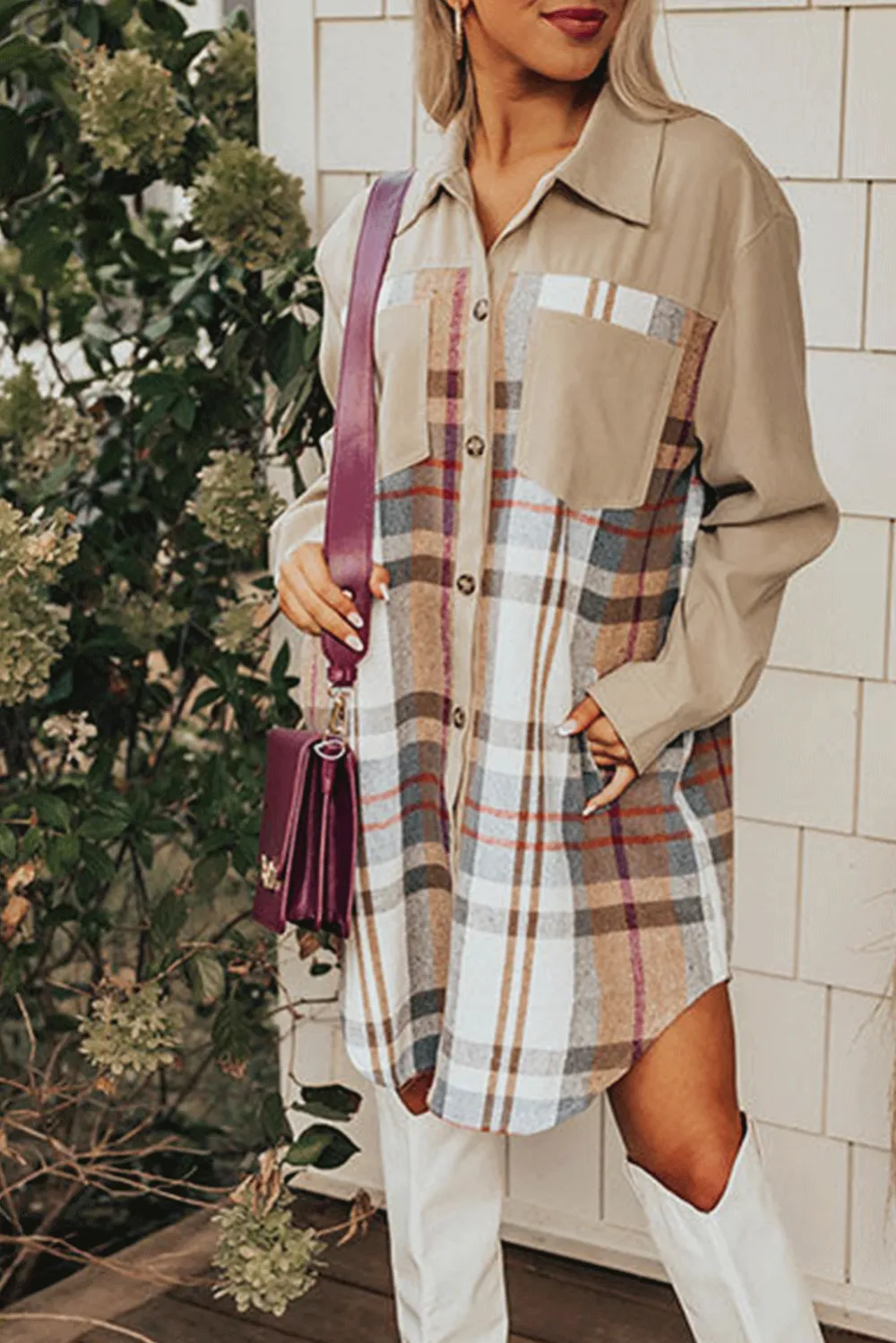 Mixed Panel Long Sleeve Mini Dress