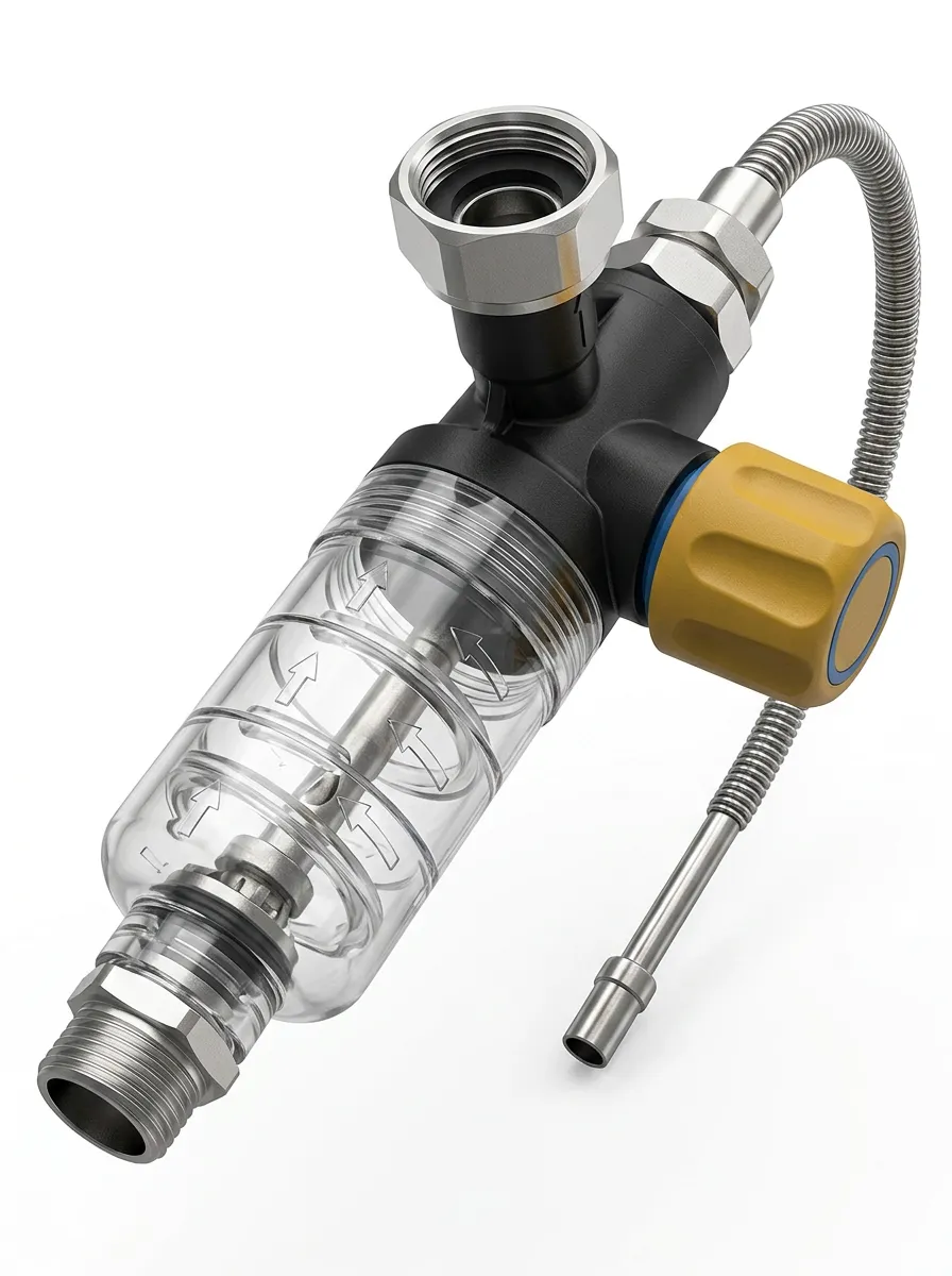 Inline Water Heater Flush Valve with Clear Filter