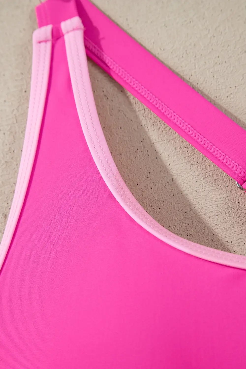 Contrast Trim Neckline Swim Dress