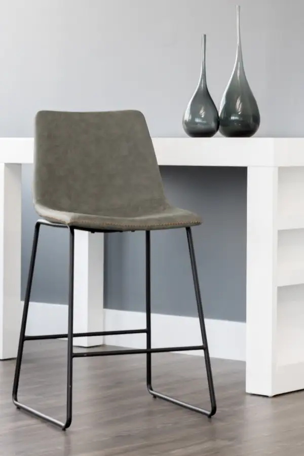 Leather Leather-Look Mid-Century Counter Stool