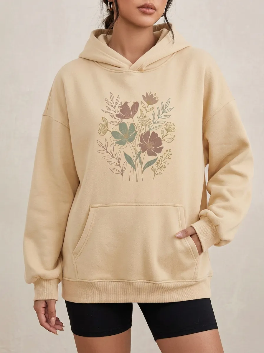 Relaxed Botanical Nature Floral Bouquet Hoodie