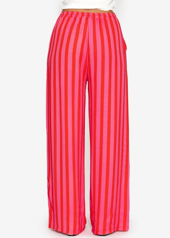 Pink Striped Wide Leg Pants