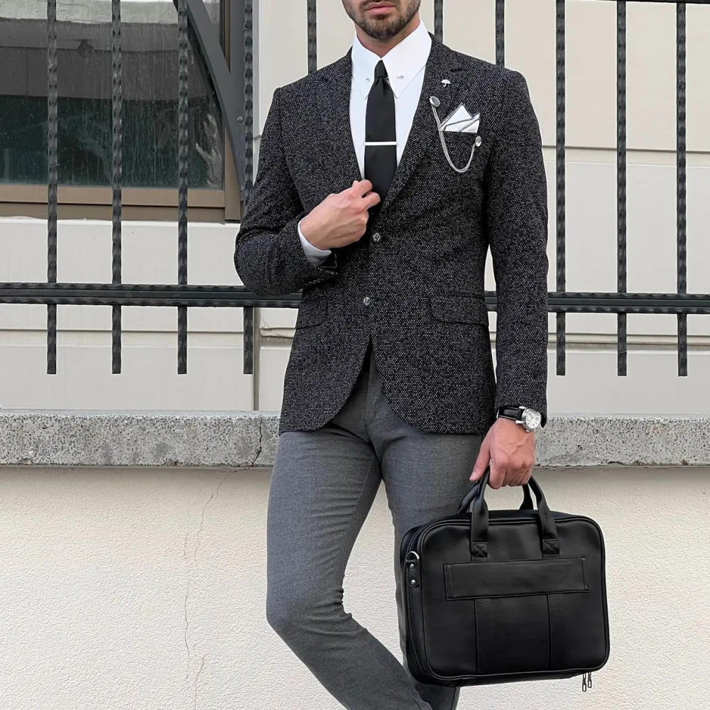 Classic Slim Fit High Quality Mono Collar Knitted Blazer