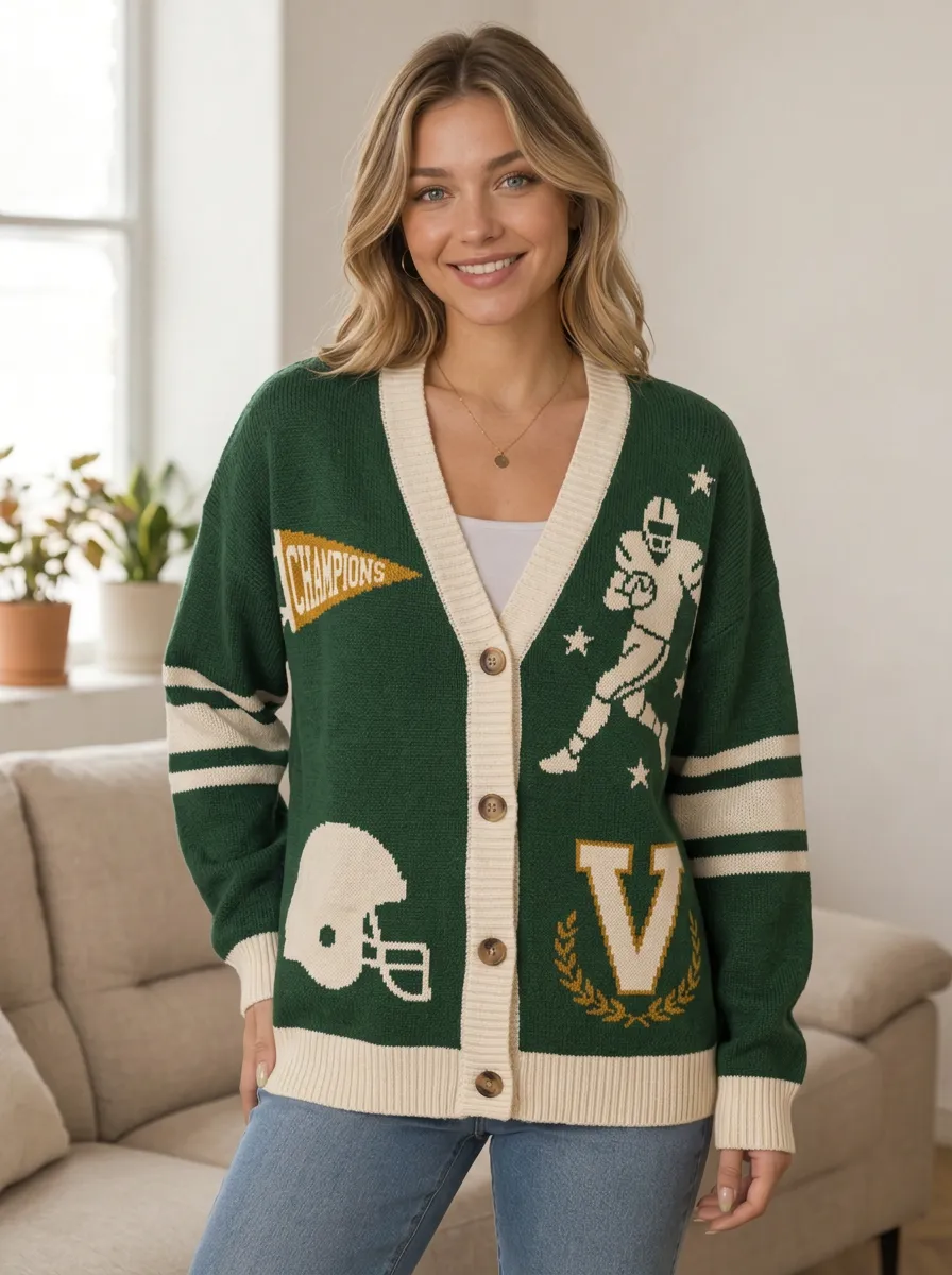 Women's Classic Gridiron Helmet Knit Cardigan