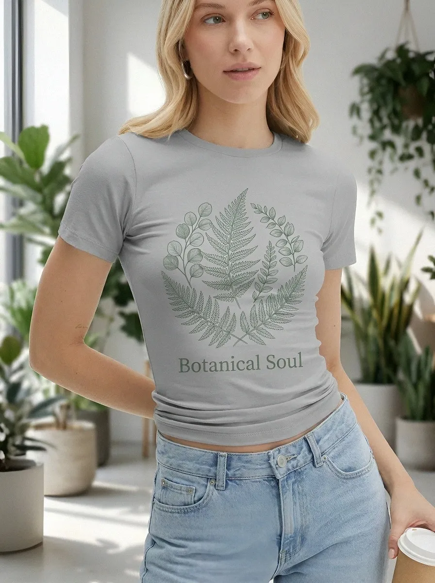 Women's Botanical Soul Fern Leaf Printed T-shirt