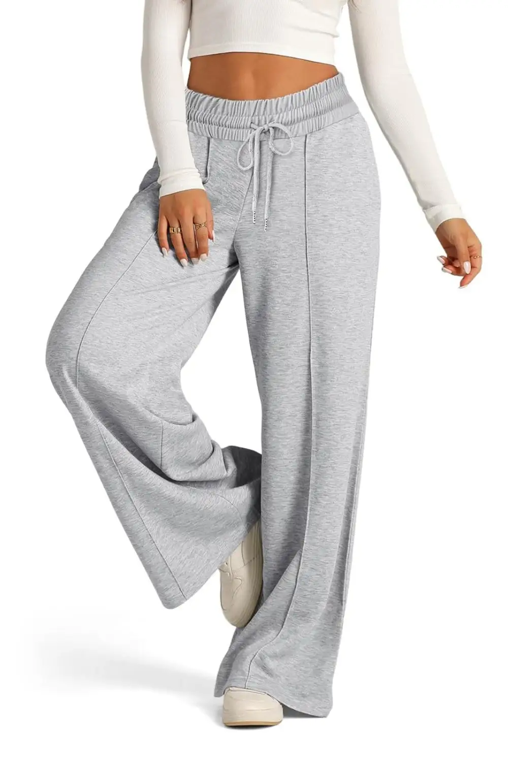 Relaxed Drawstring Elastic Waist Wide Leg Pants