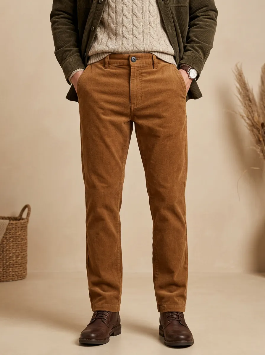 Men's Autumn Winter Straight-Leg Corduroy Trousers