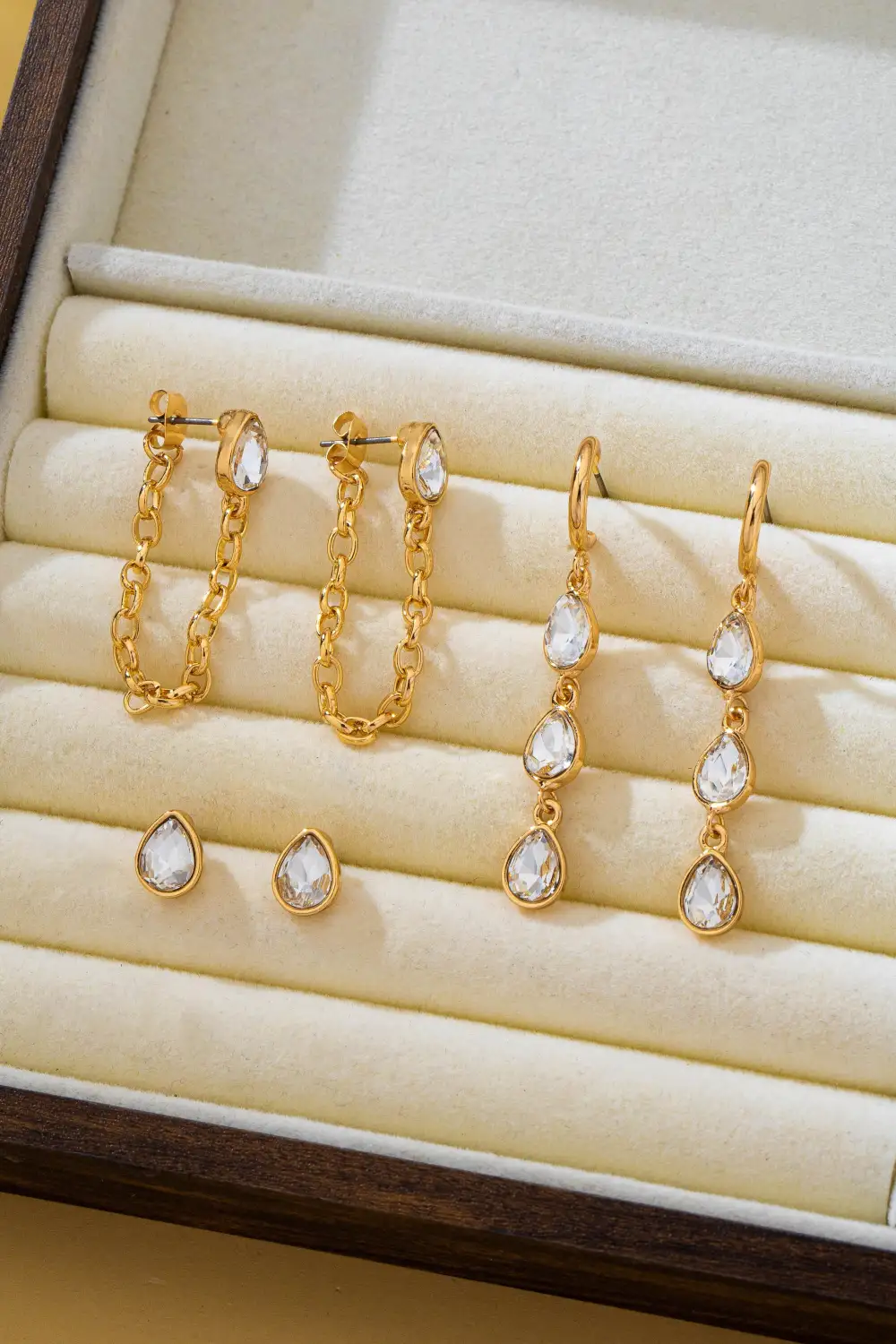 Teardrop Crystal Chain Hoop Drop