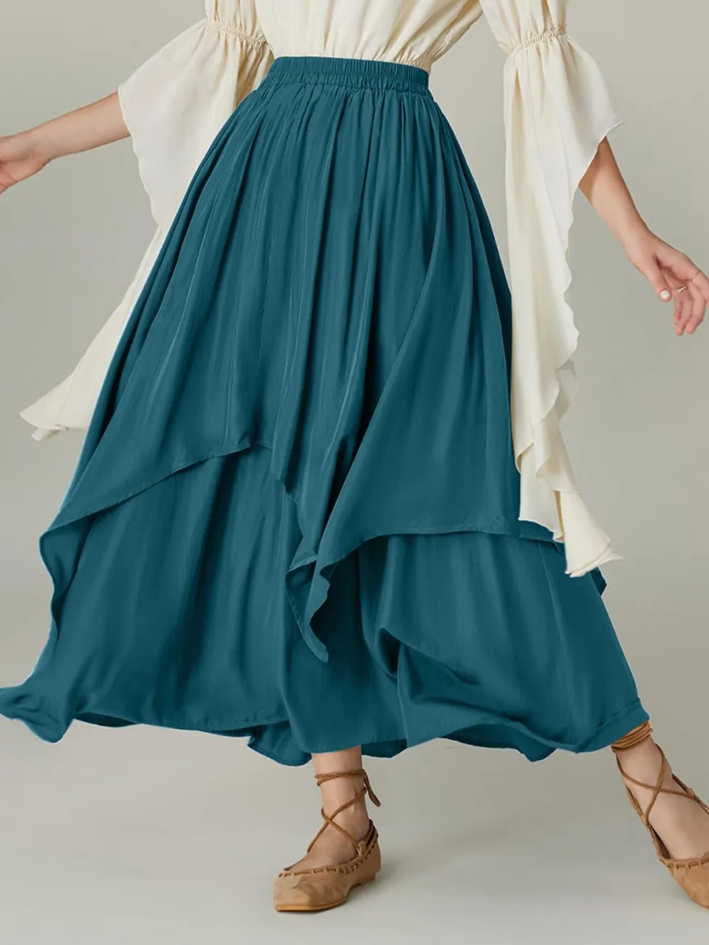 Smooth Ruched Smocked Skirt
