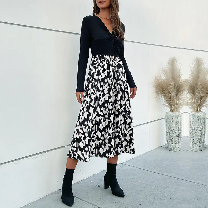 Women's Wrap Long-Sleeve Floral Party Dress