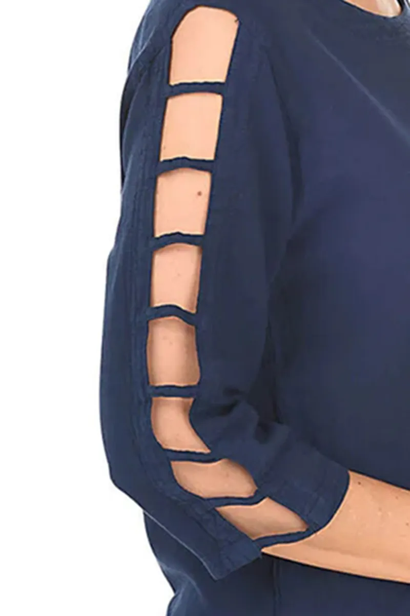 Lattice Sleeve Crinkle Top