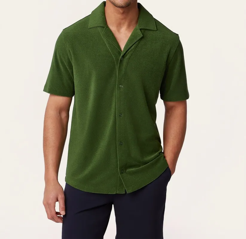Short Sleeve Terry Shirt Dark Green