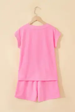Refined Refined Drawstring Two-Piece Top and Shorts Set