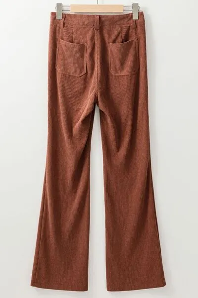 High Waist Square Pocket Corduroy Pants