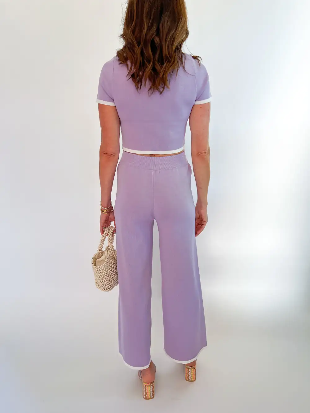 Knit Cropped Top And Pants Set