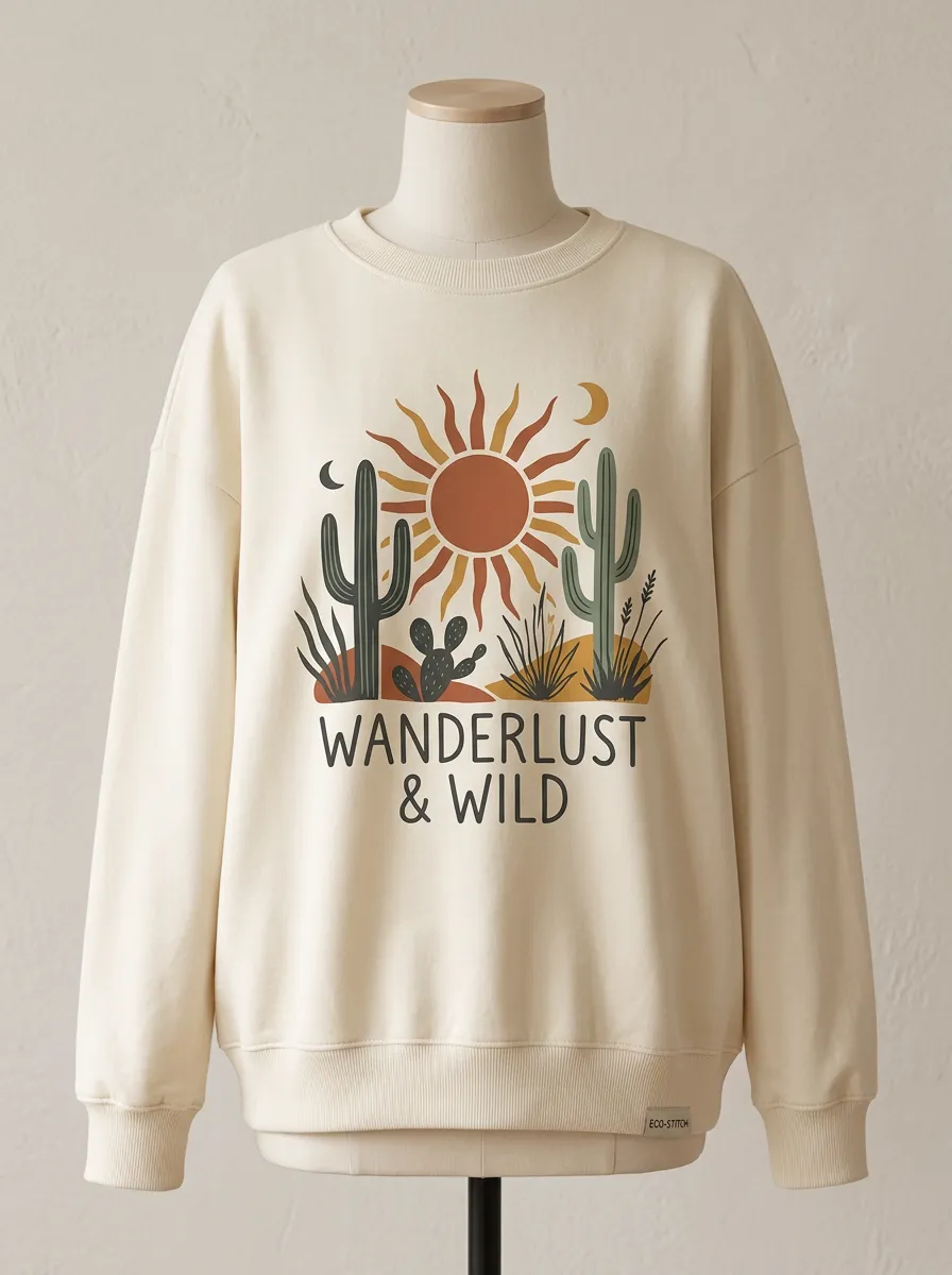 Boho Desert Wanderlust Cactus Sun Sweatshirt