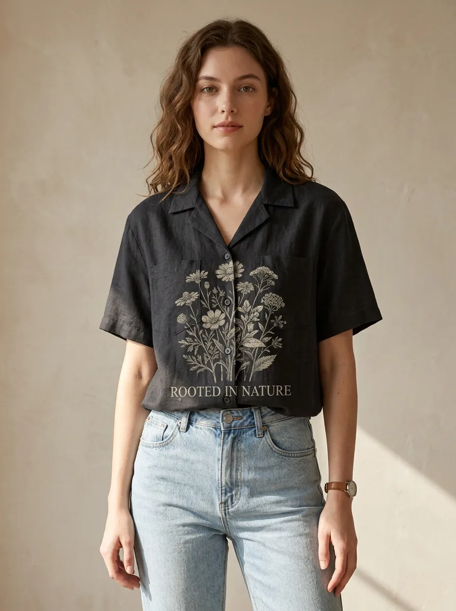Nature Lover Wildflower Rooted In Nature Button-Up Shirt