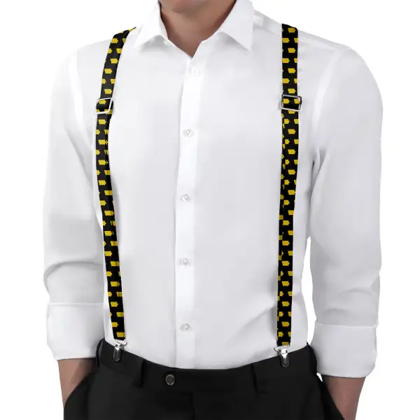 Crisp Graphic Motif Suspenders