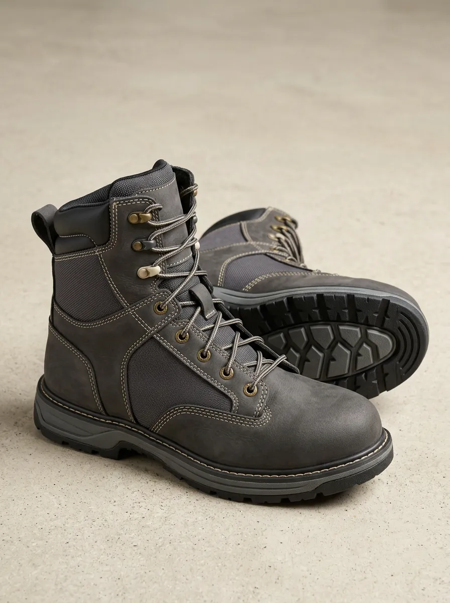Unisex Industrial Utility Leather Print Work Boots