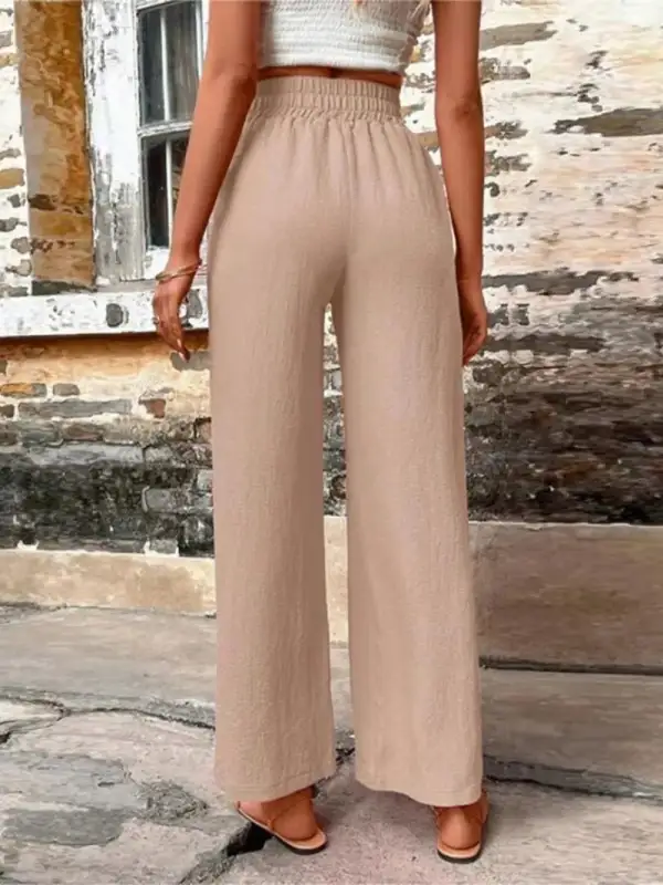 Wide Leg High Waist Tie Waist Pocketed Pants