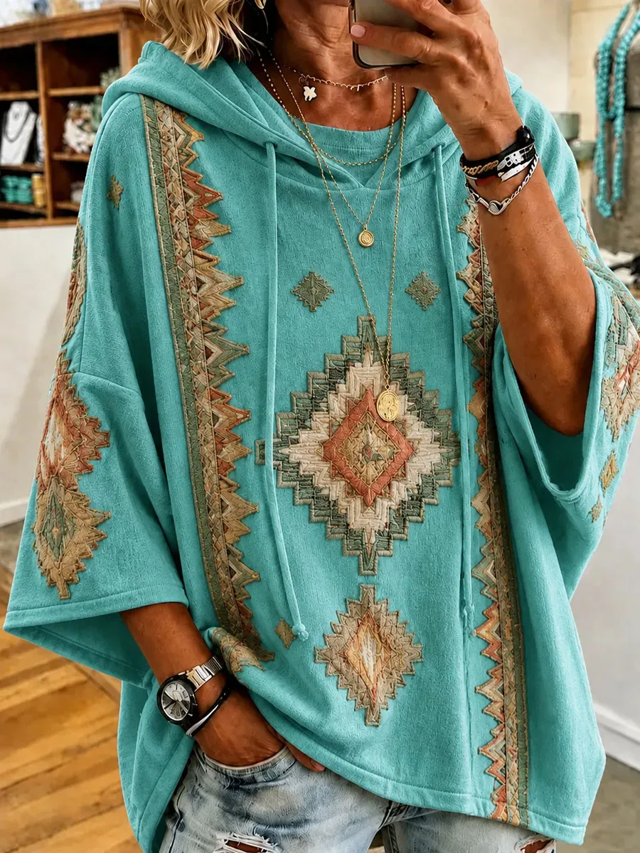 Women’s Retro Bohemian Art Print Hoodie