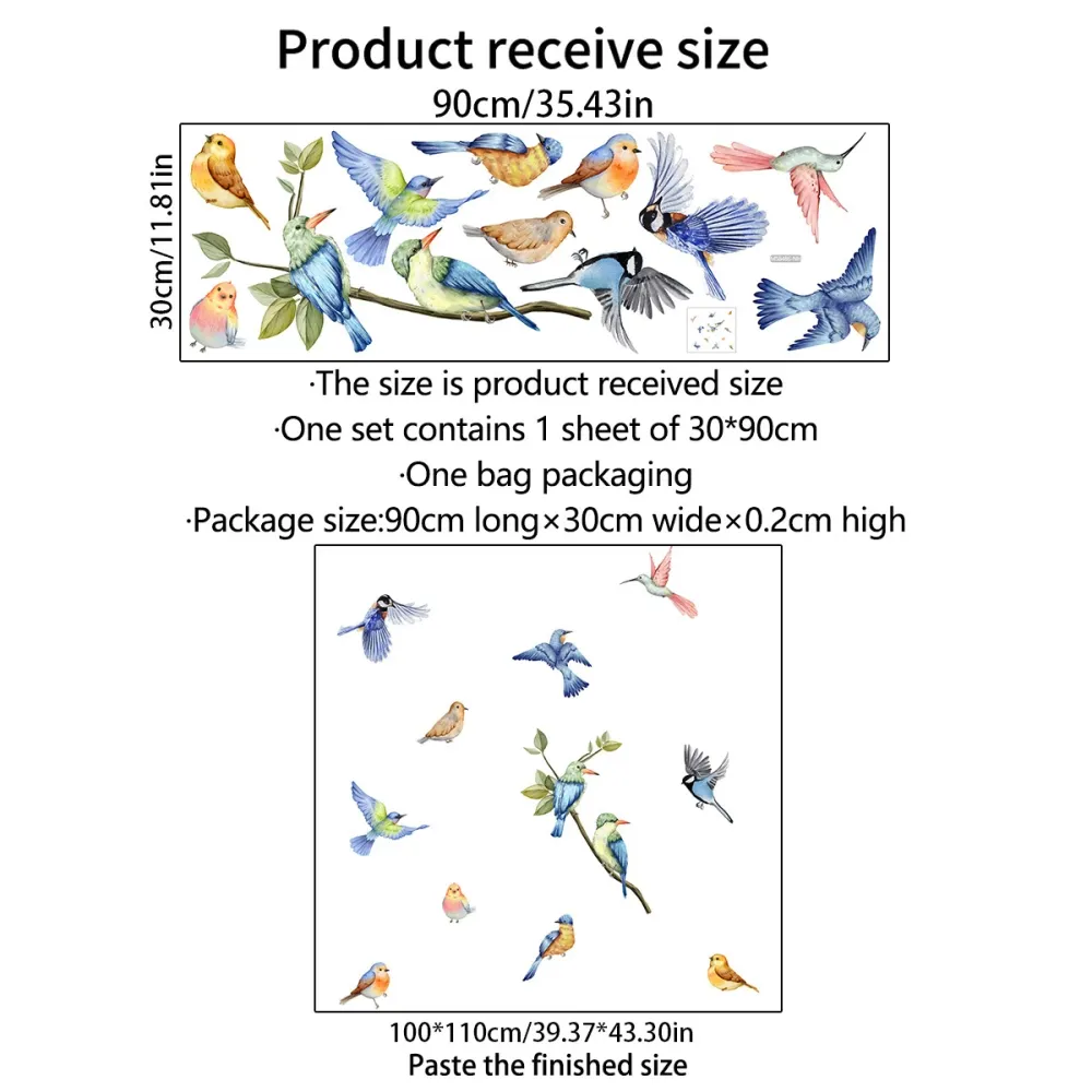 Watercolor Bird Wall Decals