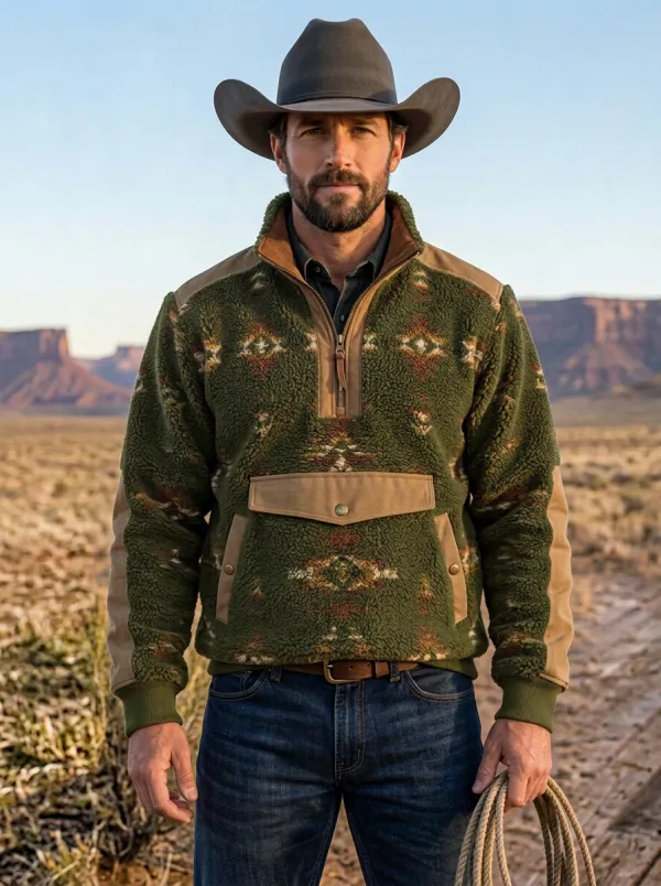 Prairie Ridge Aztec Profile Men's Western Fleece Jacket