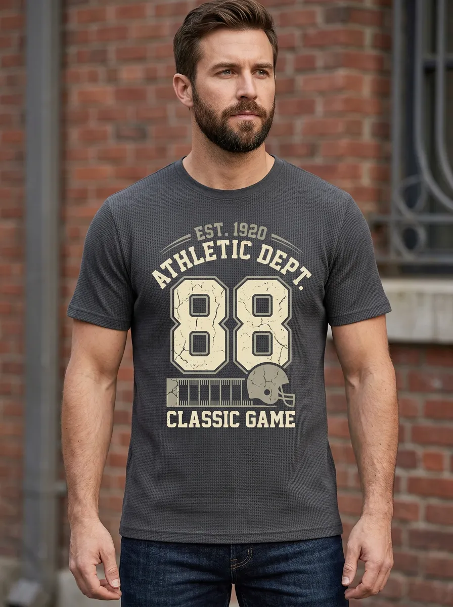 Men's Football Fan 88 Athletic Dept Graphic Printed T-shirt