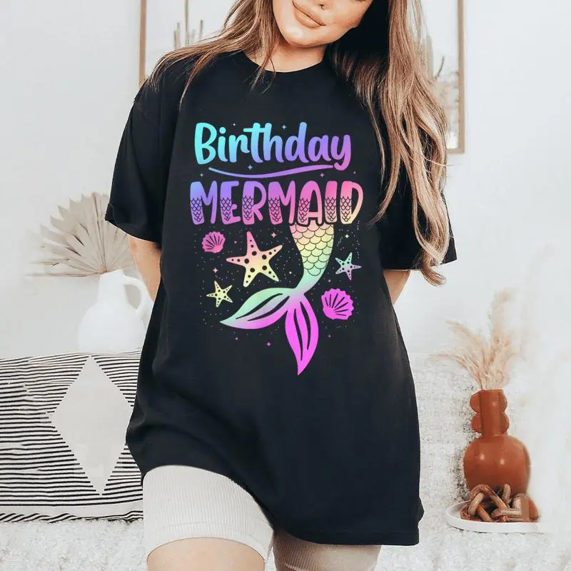 Birthday Mermaid Party N Girl Mermaid Women Women's Oversized Comfort T-Shirt