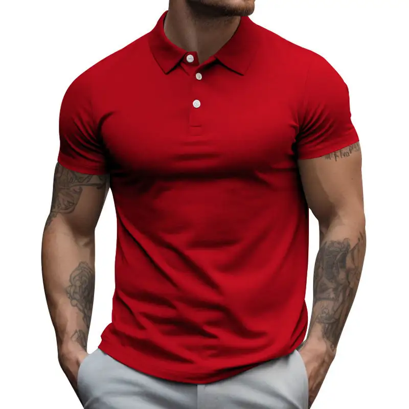 Button Placket Slim Fit Fitted Polo Shirt