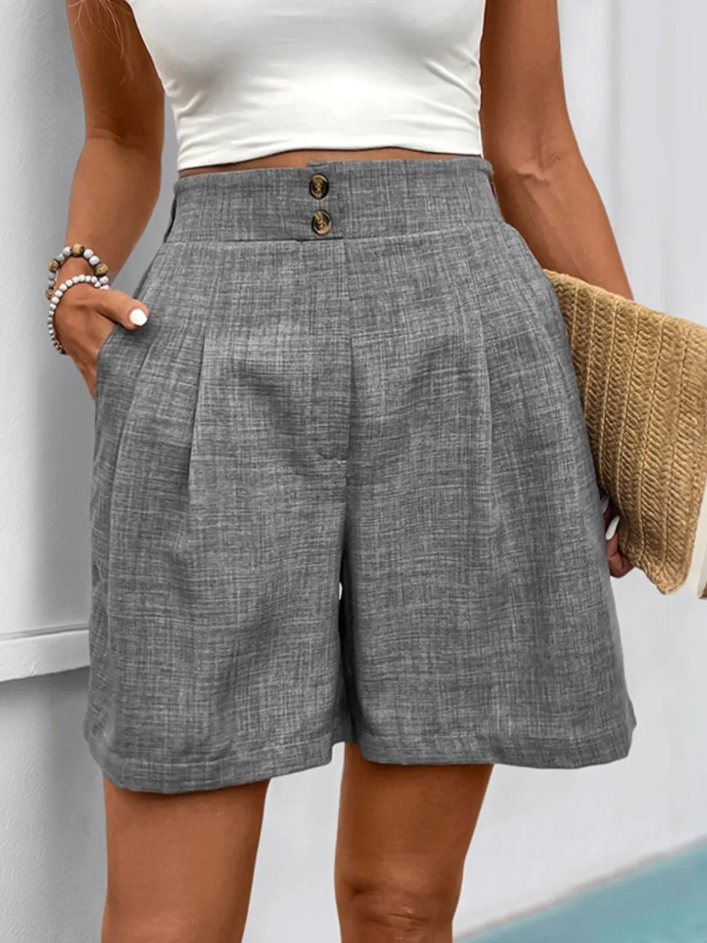 Casual Simple Pocket Detail Shorts