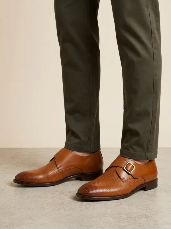 Men's Classic Business Perforated Leather Monk Strap Shoes