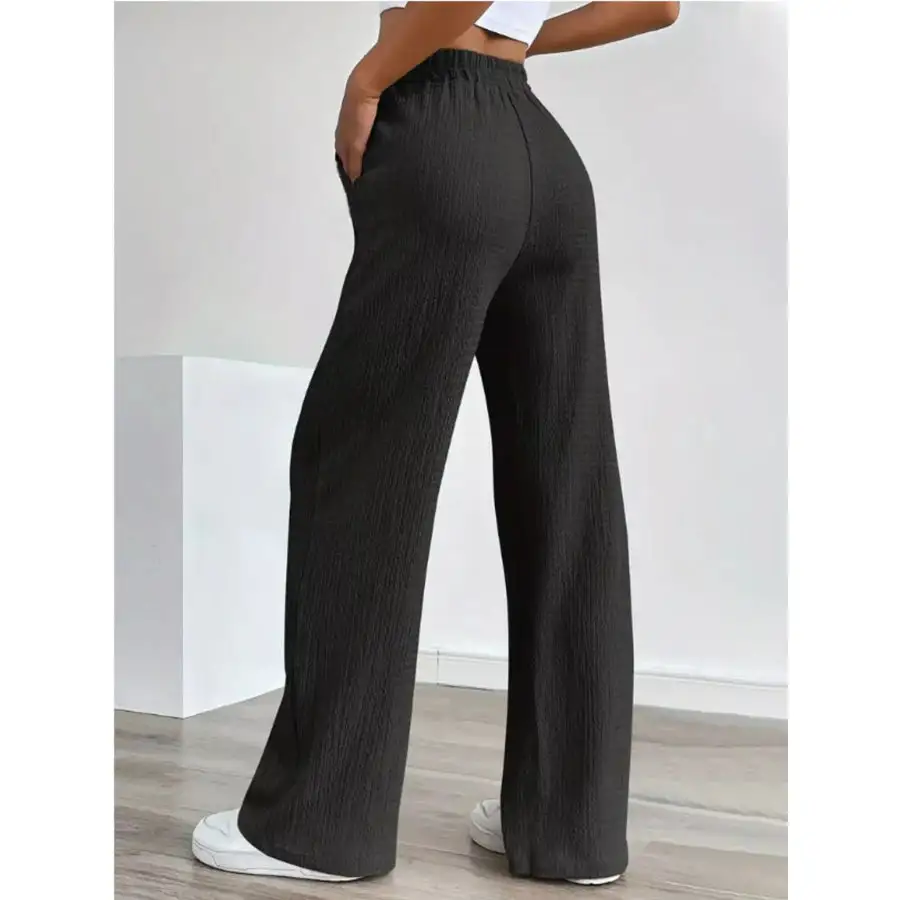 Texture Wide Leg Pants