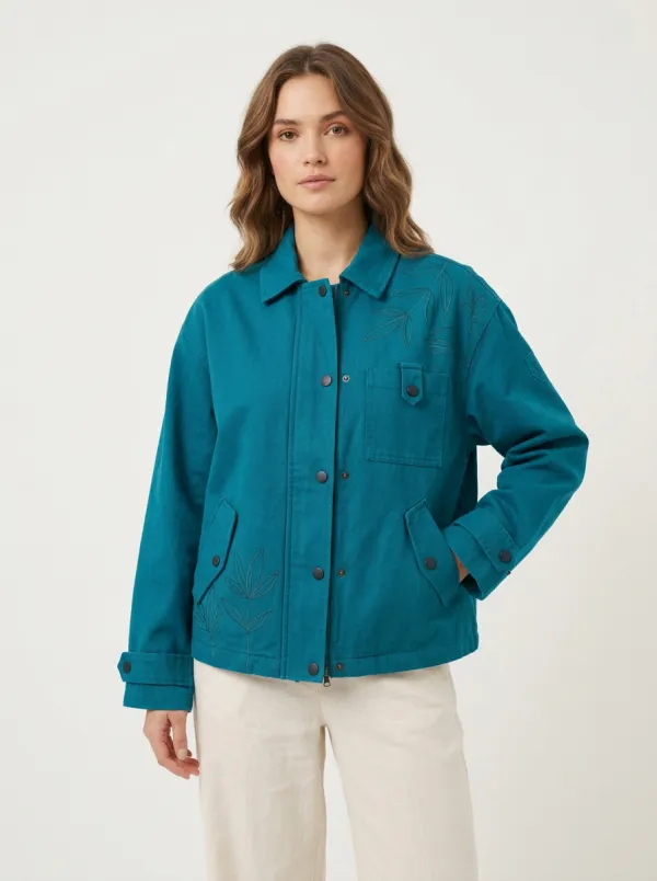 Women's Botanical Leaf Pattern Jacket
