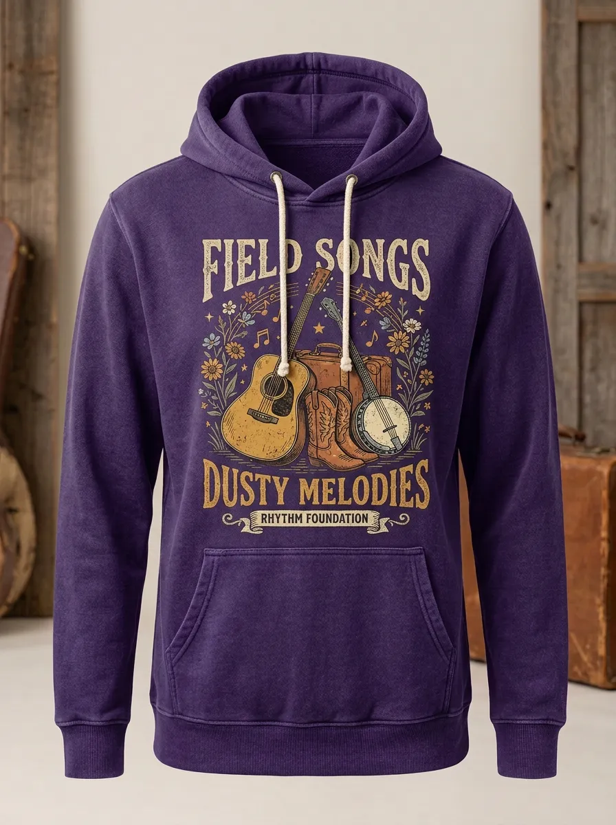 Guitar Banjo Unisex Country Music Printed Hoodie