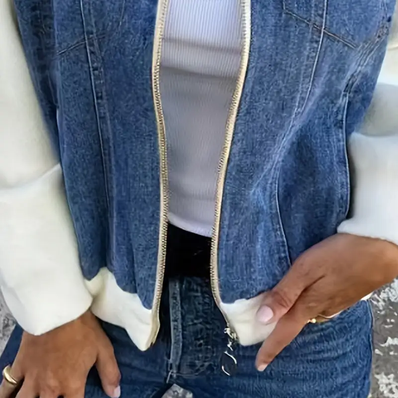 Patchwork Denim Zip Jacket