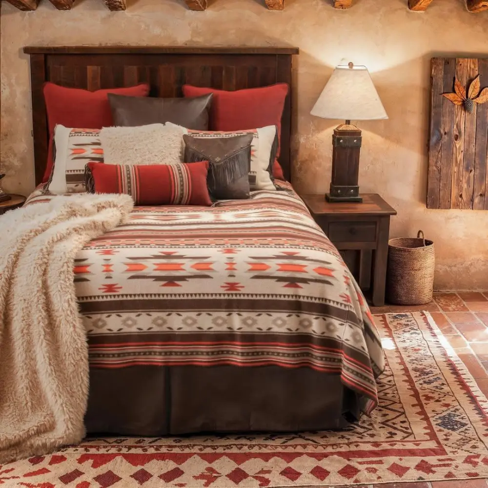 Wool Blend Geometric Bedspread Set