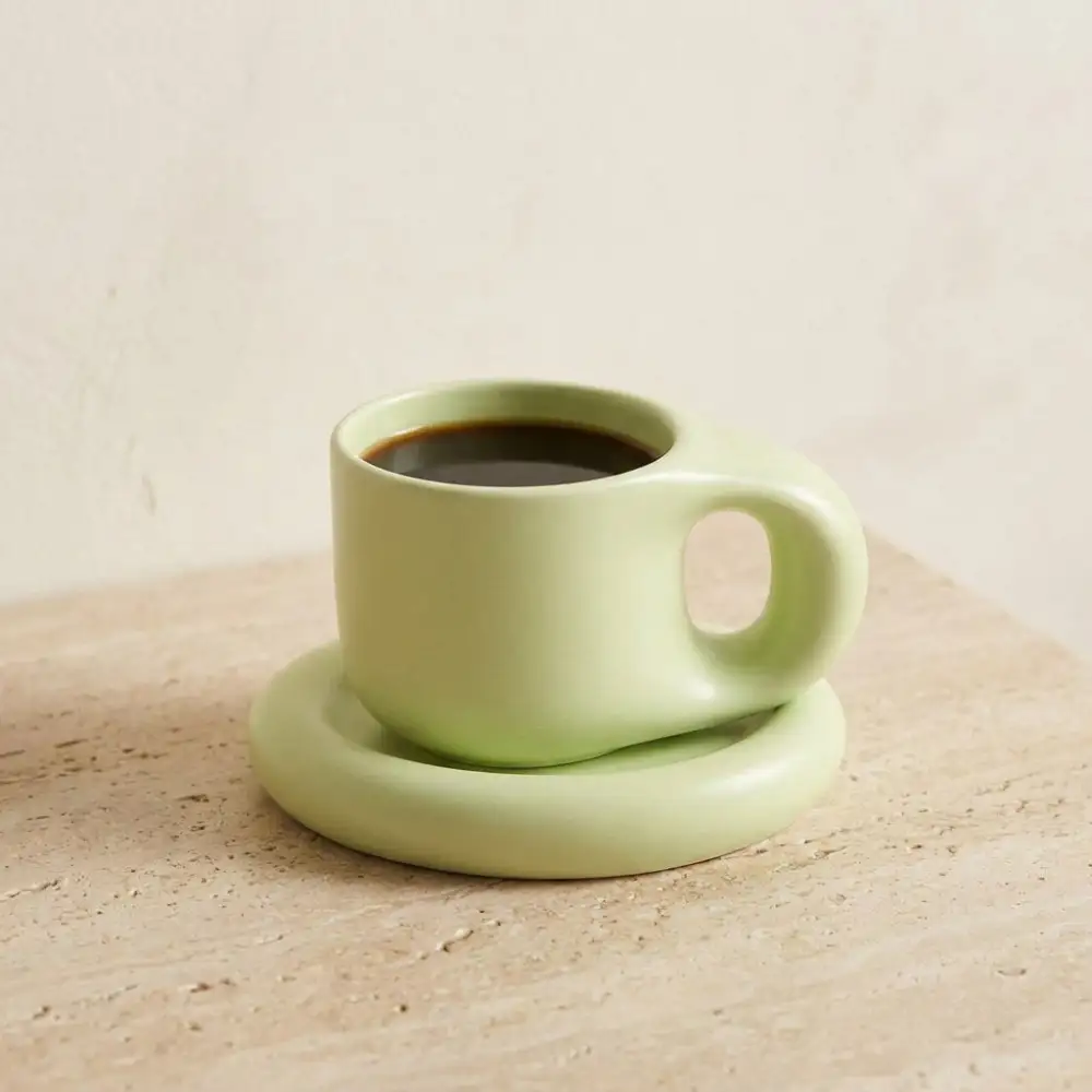 Ceramic Pastel Mug And Saucer