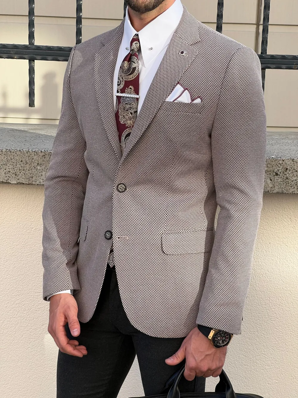 Refined Slim Fit High Quality Mono Collar Knitted Blazer