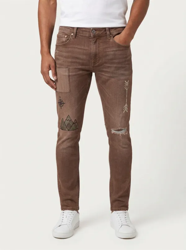 Men's Outdoor Mountain Arrow Graphic Slim-Fit Jeans