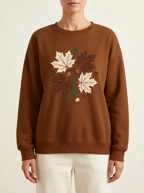 Clean Maple-Leaf Printed Acorn Graphic Sweatshirt