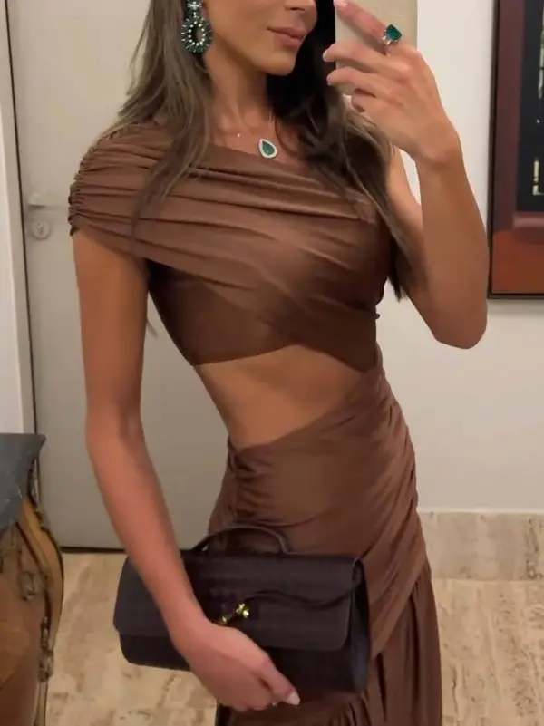 Off Shoulder Hollow Maxi Dress