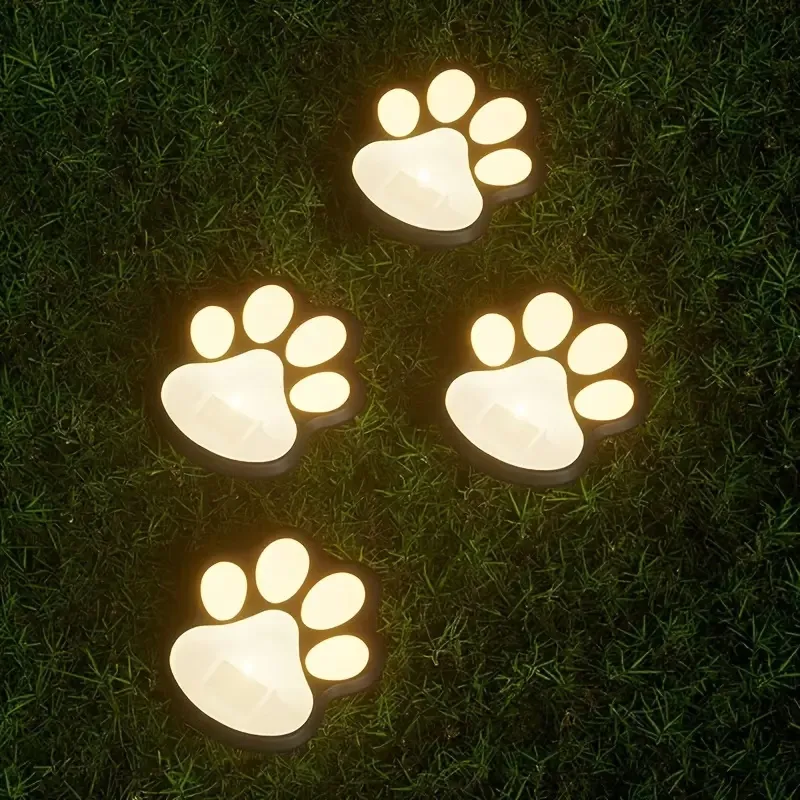 4 Pcs Solar Paw Print Path Light