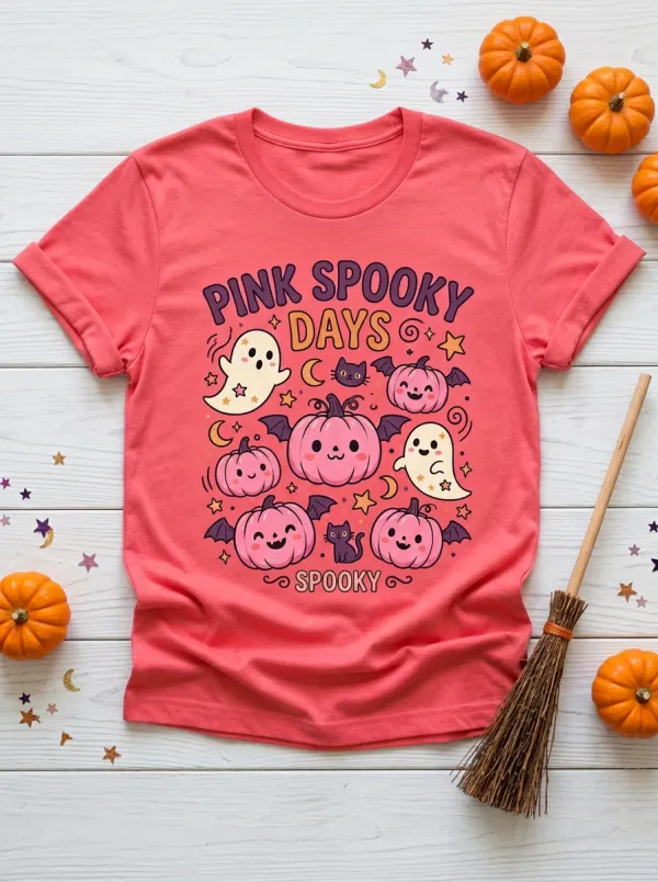 Ghost Pumpkin Spooky Halloween Graphic T-Shirt