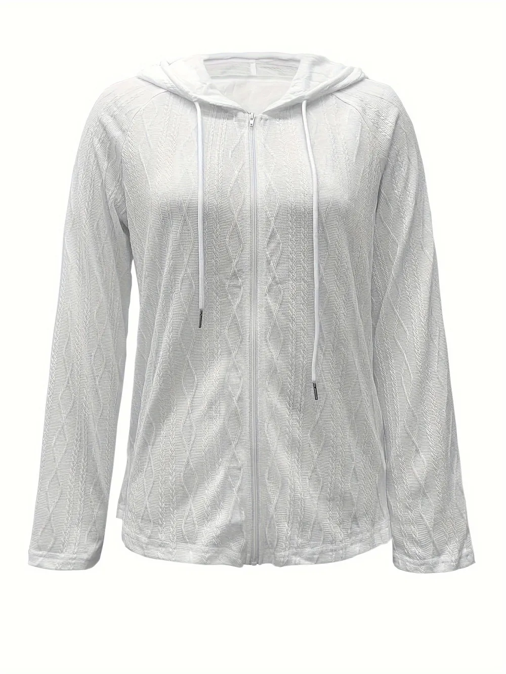 Cable Knit Drawstring Hooded Sweater Casual Long