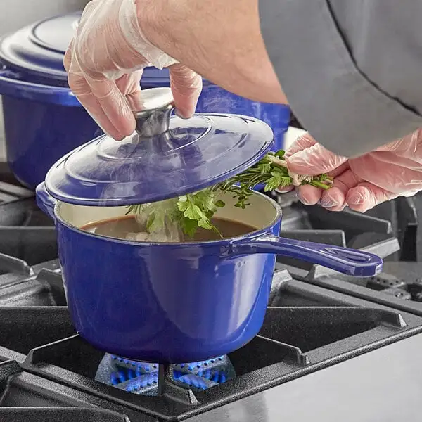 Compact Enameled Cast Iron Sauce Pan with Cover