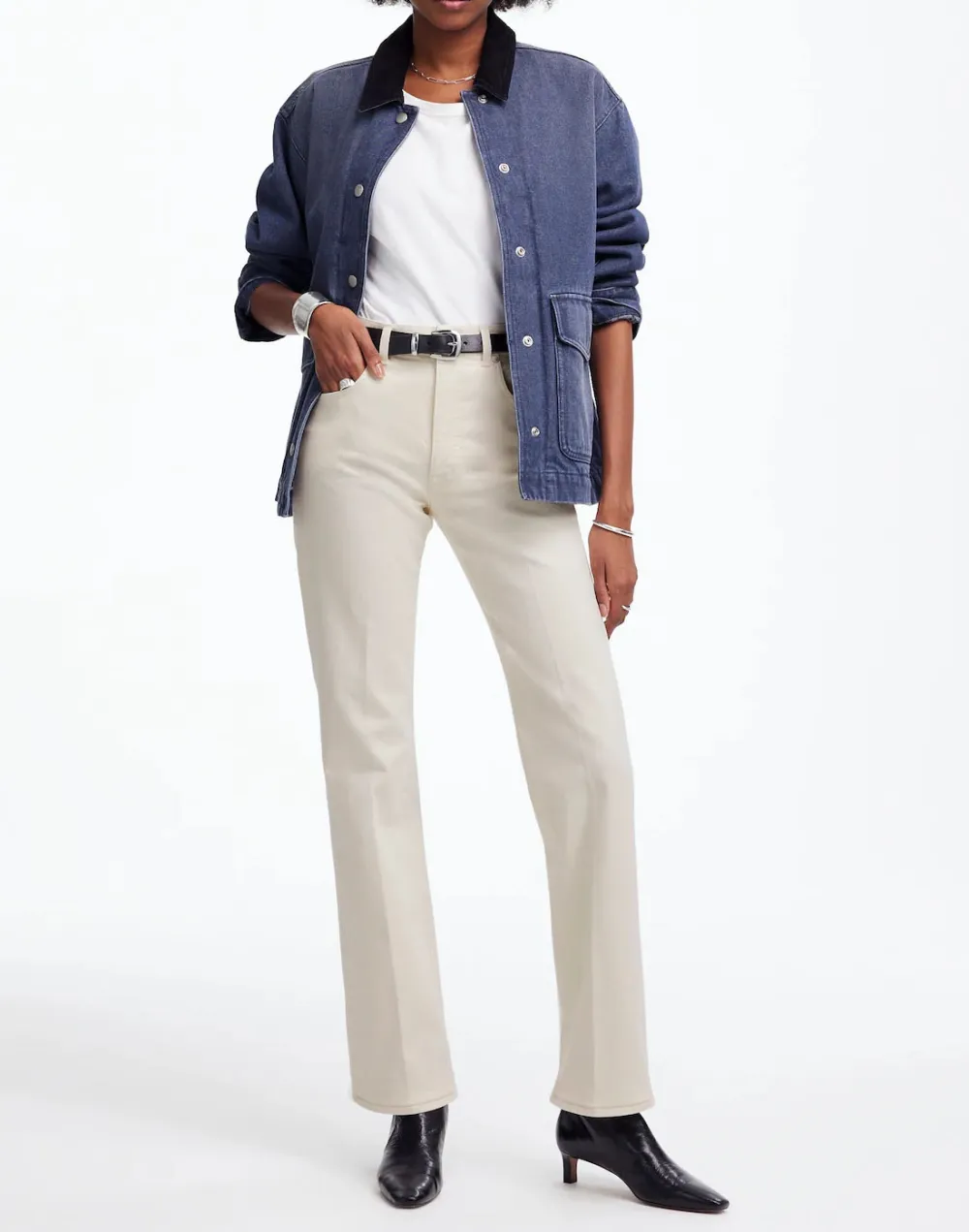 Relaxed Bootcut Jeans In Vintage Ivory Wash